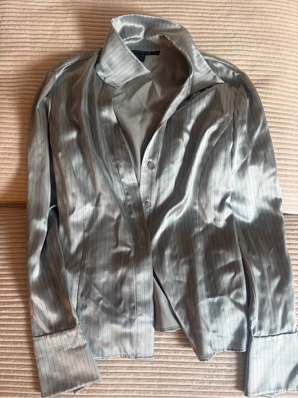 Lafayette 148 New York Silver Pinstripe Button-Front Shirt